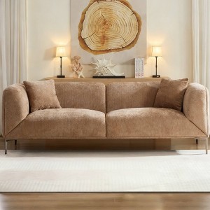 82.7'' Modern Boucle Fabric Sofa with Thickened Cushions, Curved 3-Seater Couch for Living Room & Bedroom - 1 of 4