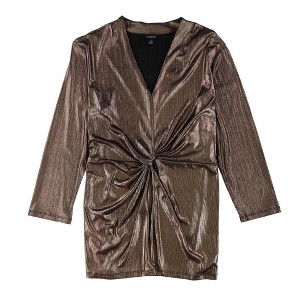 Alfani Womens Metallic Twisted-Front Pullover Blouse - 1 of 2