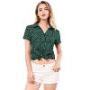 INSPIRE CHIC Women's Classic Short Sleeve Button Down Plaid Shirt - 2 of 4