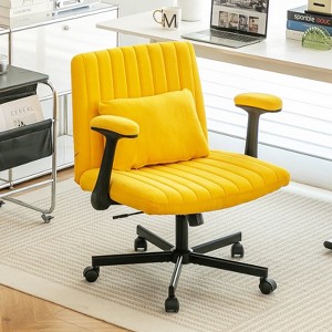 Racxily Adjustable Office Armrest Chair, Linen Criss-Cross Swivel Chairs, Vanity Chair, Desk Chair - 1 of 4