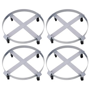 DSVIMOY 4Pcs Drum Dolly for 55 Gallon Drums, Barrel Dolly with 4 Swivel Caster Wheels for Workshops, Factories, Warehouses, Silver, 24"*24"*5.8" - 1 of 4