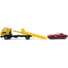 Flatbed Tow Truck "ADAC" Yellow and BMW Z4 Convertible Red Set of 2 pieces plastic model cars by Promotex - 2 of 4