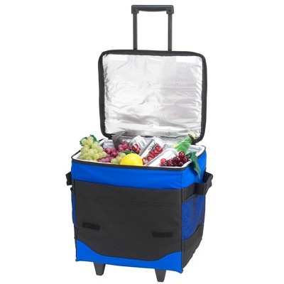 Picnic at Ascot 60 Can Collapsible Insulated Rolling Cooler - Royal Blue