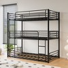 MAYEERTY Triple Twin Bunk Beds - Twin Over Twin Over Twin Metal Frame, 2 Ladders, Guard-Rail, No Box Spring, Black - 2 of 4