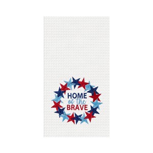 C&F Home Home Of The Brave Wreath 4th of July Cotton Kitchen Towel Patriotic Dishtowel Decoration - 1 of 3