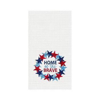 C&F Home Home Of The Brave Wreath 4th of July Cotton Kitchen Towel Patriotic Dishtowel Decoration