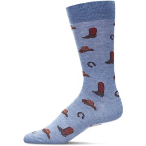 Memoi Men's Rodeo Cowboy Bamboo Blend Novelty Crew Socks - 1 of 4