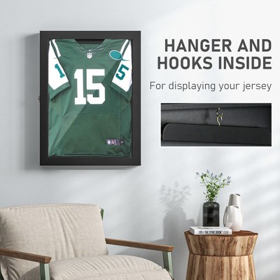 Vynxaria 24"x32" Jersey Display Case: Wall-Mounted Acrylic Shadow Box with UV Protection, Black