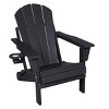 Folding Patio Accent Chair With Stackable Arm Rest,Ergonomic HDPE All-Weather Adirondack Chair,Patio Chair With Dual Cup Holder -The Pop Home - 3 of 4