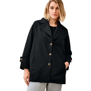 ellos Button Front Denim A-Line Jacket - 1 of 3