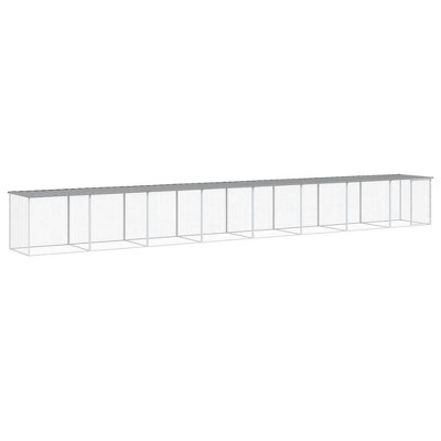 vidaXL Large Chicken Coop with Roof, Durable Galvanized Steel Poultry Cage with Lockable Door, Perfect for Outdoor, Light Gray
