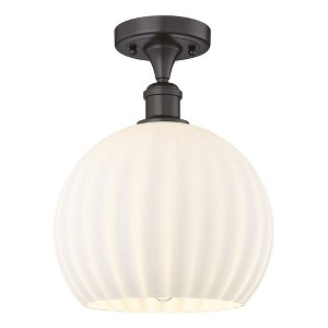 White Venetian - 1 Light Semi-Flush Mount In Modern Style-13 Inches Tall and 10 Inches Wide - 1 of 1