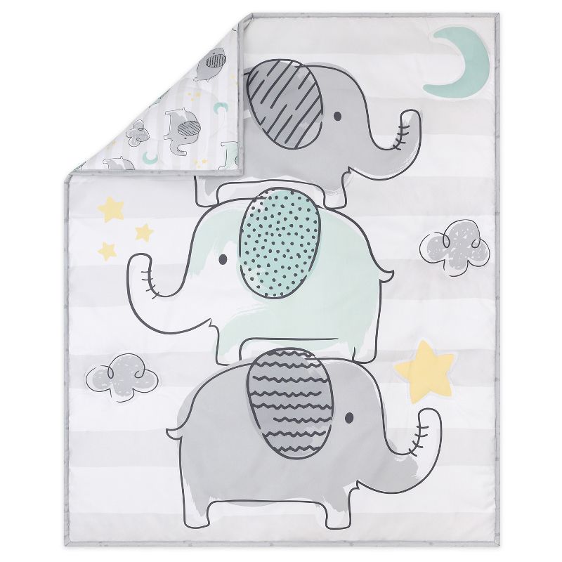 The Peanutshell 5-Piece Elephant Dreams Baby Crib Bedding Set for Boys and Girls with Extra Sheet, Quilt and Blanket, 4 of 10