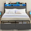 Jojoka Bed Frame with Headboard and 2 Storage Drawers,Upholstered Platform Bed Frame with Chargin Station and LED Lights - 2 of 4