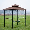 FDW 8'x 5'FT Outdoor Grill Gazebo BBQ Gazebo Canopy Tent with Double Tiered Roof and Steel Frame Perfect for Backyard Entertaining, Brown - 2 of 4
