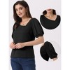 Allegra K Women's Asymmetrical V Neck Blouse Casual Puff Short Sleeve Top - 2 of 4