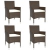 vidaXL Patio Dining Set with Cushions Outdoor Furniture Brown Poly Rattan - 59.1" Table Length 4 Piece - 4 of 4
