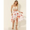 INSPIRE CHIC Women's High Low Hem Elastic Waist Lurex Chiffon A-Line Midi Floral Skirt - 2 of 4