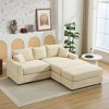Oversize 82" Corduroy Upholstery Sectional Sofa Bed with 2 Pillows and 2 Movable Ottoman - 4 of 4