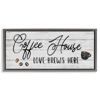 Stupell Industries Coffee House Love Brews Here, 31" x 14"