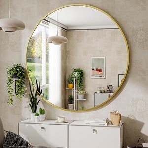 36 Inch Round Mirror, Metal Frame Circle Mirror, Wall Mounted for Entryway, Bathroom, Vanity, Living Room - 1 of 4