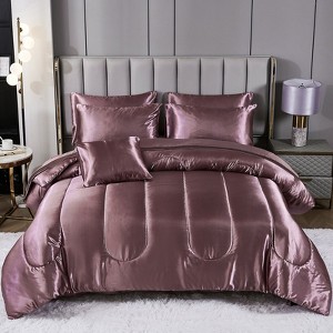 Luxury Satin Comforter Set Bed in a Bag – Silky All Season Bedding with Sheets, Pillowcases & Cushion Cover - 1 of 4