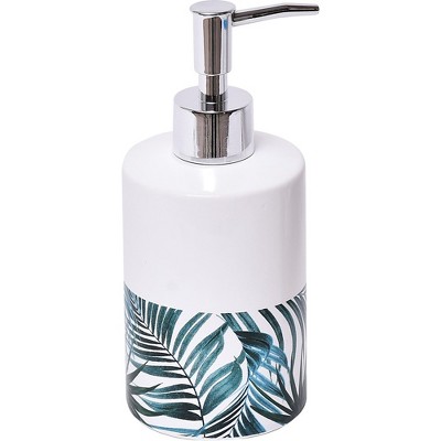 Tropical Palm Leaves Ceramic Soap and Lotion Dispenser