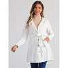 Allegra K Women's Notched Lapel Belted Trench Long Denim Jacket - 3 of 4