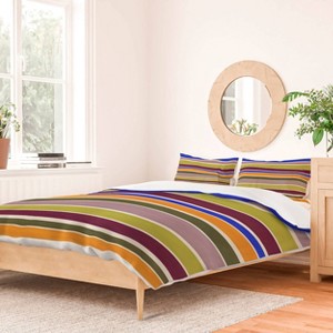 Deny Designs  Avenie Modern Craft Roman Striped Duvet and Sham Set Cool Colors - 1 of 4