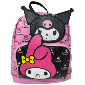 Fast Forward Hello Kitty My Melody All Over print 10" Mini Deluxe Backpack with 1 Front pocket- C6CMH3WN - 1 of 4