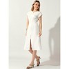 Allegra K Women's Casual Zipper Split Front Round Neck Short Sleeve Midi Dresses - 2 of 4