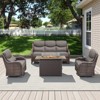 Belord Patio Furniture Set with Firepit, 6-INCH Extra Thick Cushion 4 Pieces Outdoor Patio Furniture Set with Swivel Chairs, Couch, and Firepit Table - 3 of 4