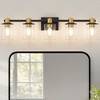 DORESshop 32 in. 5-Light Black Gold Bathroom Vanity Light Fixture, Clear Glass Shade Wall Sconce for Bathroom, Mirror, or Hallway - 3 of 4