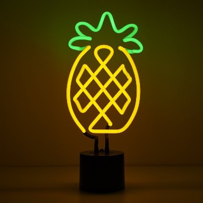 Large Yellow and Green Pineapple Neon Glass Desk Light