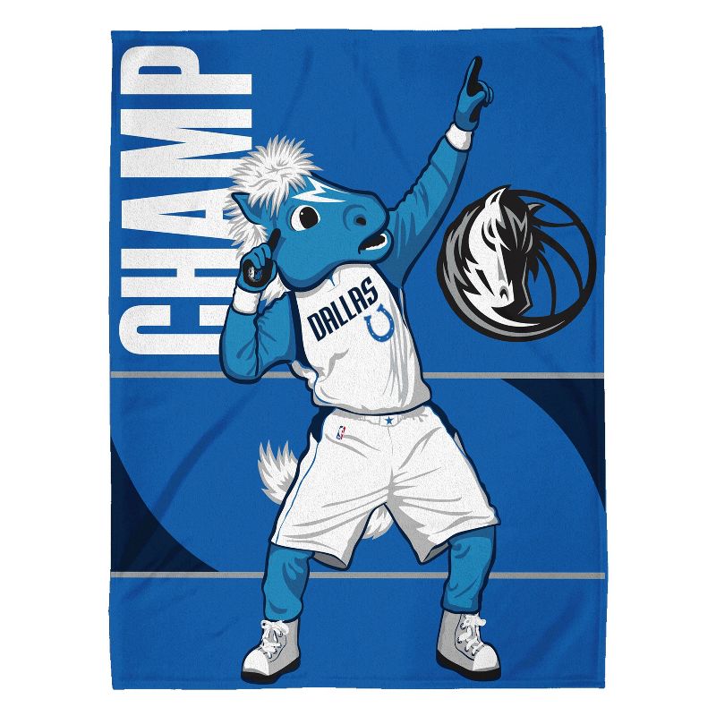 Sleep Squad Dallas Mavericks Champ Mascot 60 x 80 Raschel Plush Blanket, 2 of 6