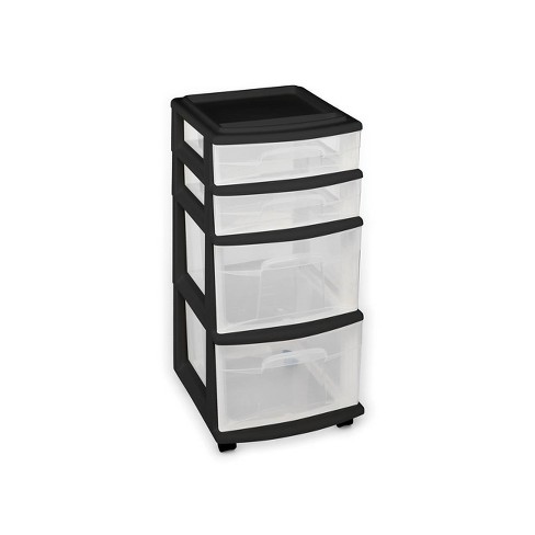 Homz 4 Drawer Medium Rolling Storage Cart Black Target