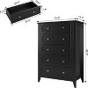 Zstar Black wood five-drawer dresser with deep drawers and metal knobs - 2 of 4