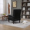 Faux Leather Accent Chair, Button Tufted Wingback Armchair with Wood Legs, Upholstered Bedroom Chair with Rivet Decoration, Leisure Reading Chair - 3 of 4