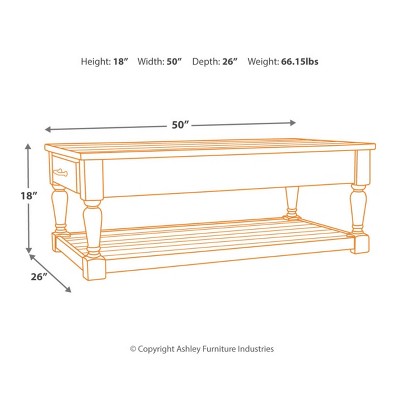 Whitewash Rectangular Pine Wood Cocktail Table with Storage