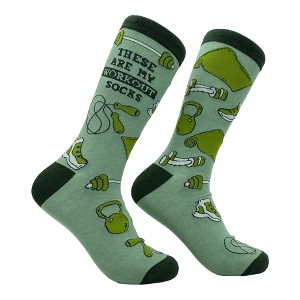 Crazy Dog T-Shirts Men's These Are My Workout Socks Funny Sarcastic Fitness Graphic Footwear - 1 of 4