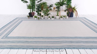 Layla Terracotta/Ivory Striped Synthetic Indoor/Outdoor Rug