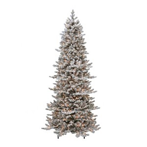 7.5ft Puleo Pre-Lit Flocked Slim Royal Majestic Douglas Spruce Artificial Christmas Tree Clear Lights - 1 of 3