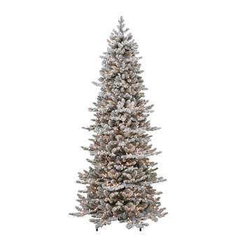7.5ft Puleo Pre-Lit Flocked Slim Royal Majestic Douglas Spruce Artificial Christmas Tree Clear Lights
