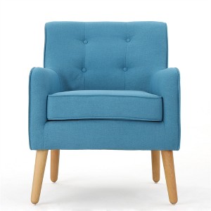 XINGHANZHENXUAN Modern Tufted Armchair with Birch Wood Legs for Living Room, Den - 1 of 4
