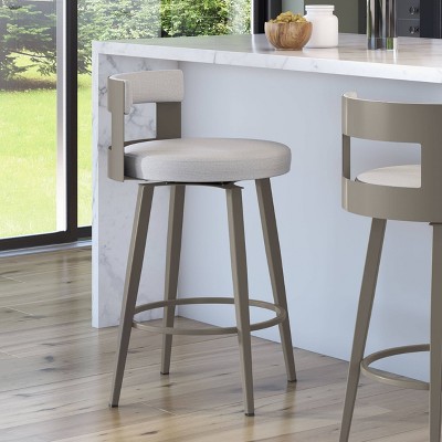 Light Grey Swivel Counter Stool with Metal Frame