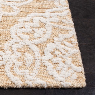 Ivory and Gold 6' x 6' Hand-Tufted Wool Square Rug