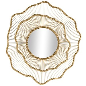 Olivia & May 34"x33" Metal Floral Layered Frame Wall Mirror with Layered Floral Frame Gold: Iron Construction, No Assembly Required - 1 of 4
