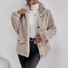 Coolmee Women's Fleece Jacket Button Down Fashion Jacket with Pockets Winter Coats - 2 of 4