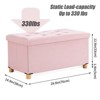 Aoibox Folding Storage Ottoman Bench with Wooden Feet and Lid, Pink Flannelette Fabric, High Rebound Sponge, Seat Foot Rest Side Table for Living Room - 3 of 4
