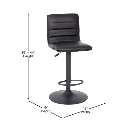 Black Adjustable Swivel Bar Stool with Metal Frame
